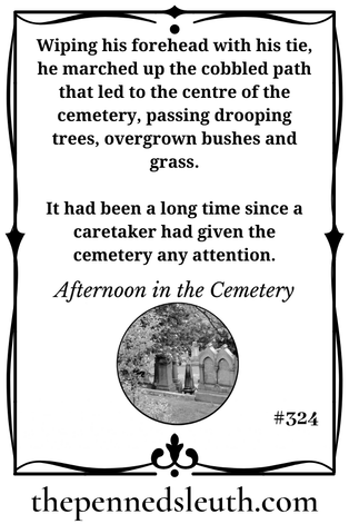 Afternoon in the Cemetery, Matthew Dewey, Short Story, The Penned Sleuth, Simon, a detective for the New Haven city department, jiggled the lock on the cemetery gate. It made no sense to him why the cemetery would be closed that day and wondered if Lilith saw the lock and went home. Eyeing the street, he soon noticed her car and concluded she must have climbed over the gate. She was young enough.  “So are you,” Simon whispered to himself, looking the gate up and down. “Don’t put yourself in the old age home just yet. Hop to it!”